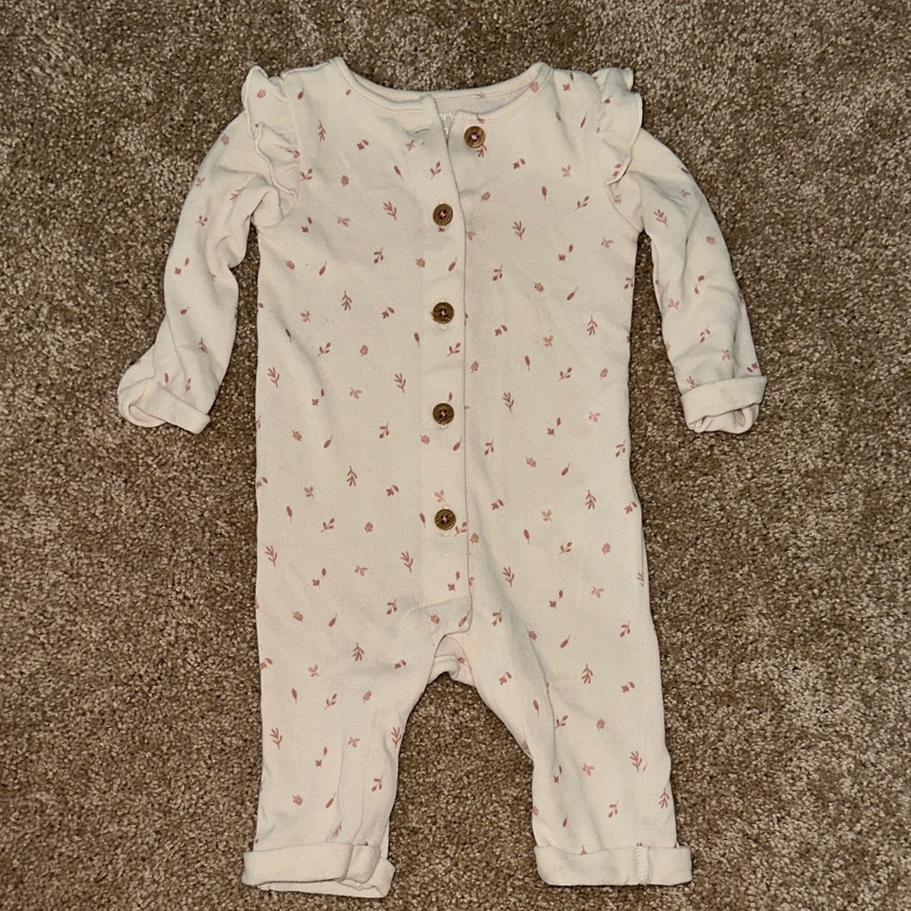 Carter's Cream and Pink Floral Footie